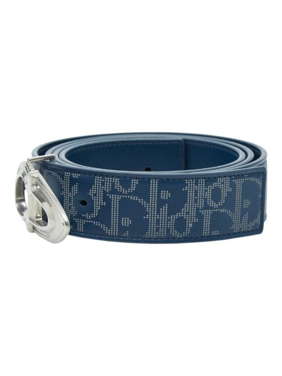 Dior Blue Galaxy Reversible Belt Logo Buckle Navy Leather main image 4
